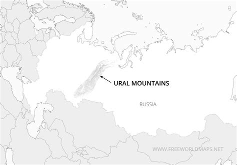 Ural Mountains on World Map
