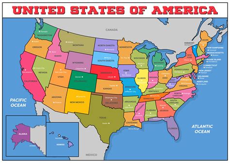 US Map of 50 States