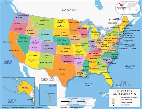 US States and Capitals Map