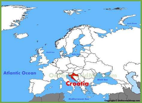 Map of Europe with Croatia highlighted