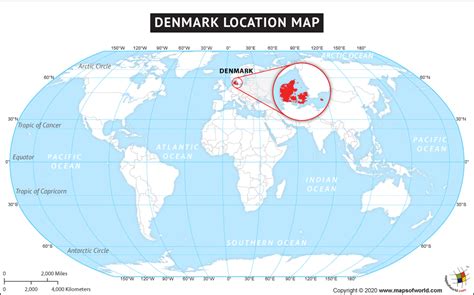 World Map with Denmark highlighted