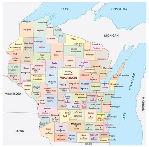 Wisconsin County Map With Cities