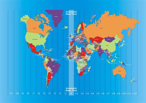 World map with time zones