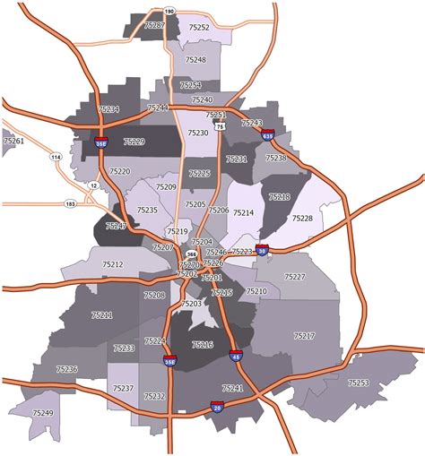Zip Code Map of Dallas Texas