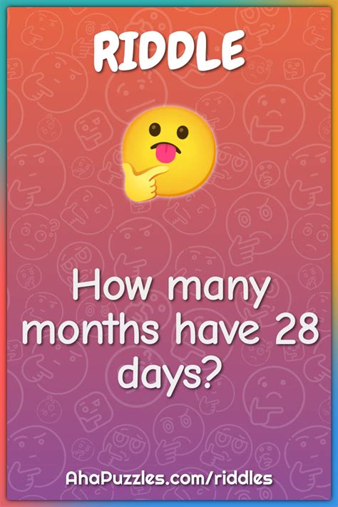 How Many Months Have 28 Days Riddle Quiz