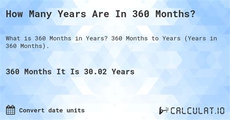 Unlocking the Mystery: Discover How Long 360 Months Really are in Years!