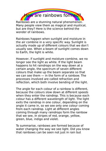 How Rainbow Is Formed Explanation Text