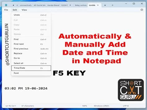 How To Add Time &amp; Date in File in Notepad
