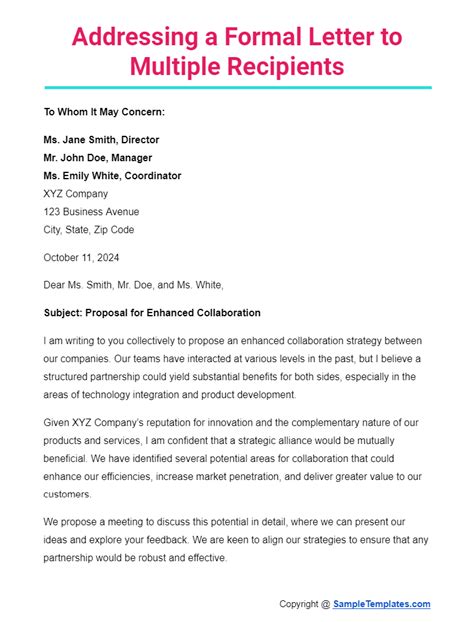 How To Address A Cover Letter To Multiple Recipients Example