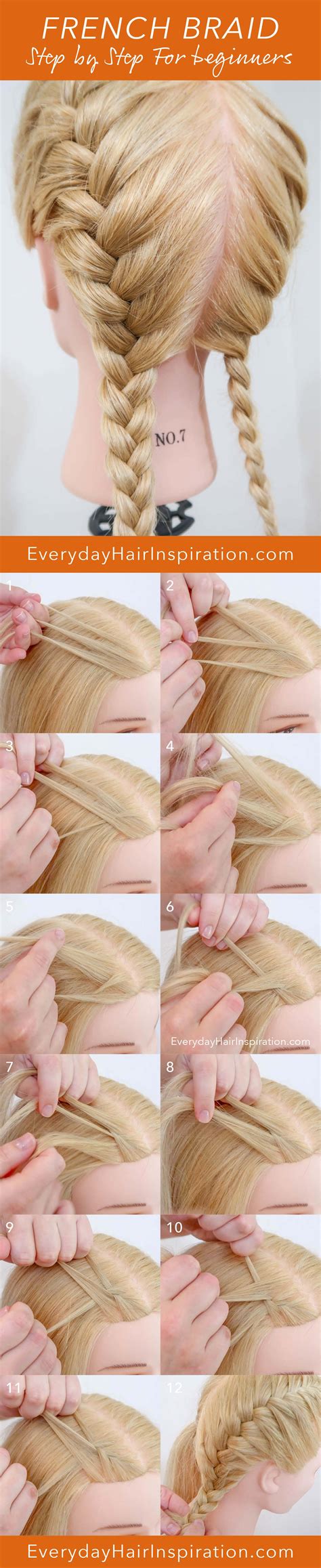 How To Basic French Braid Hair Tutorial Step By Step