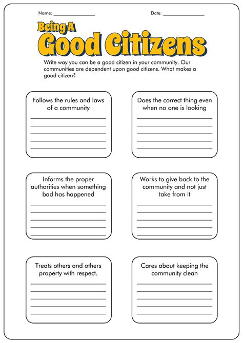 How To Be A Good Citizen Worksheet