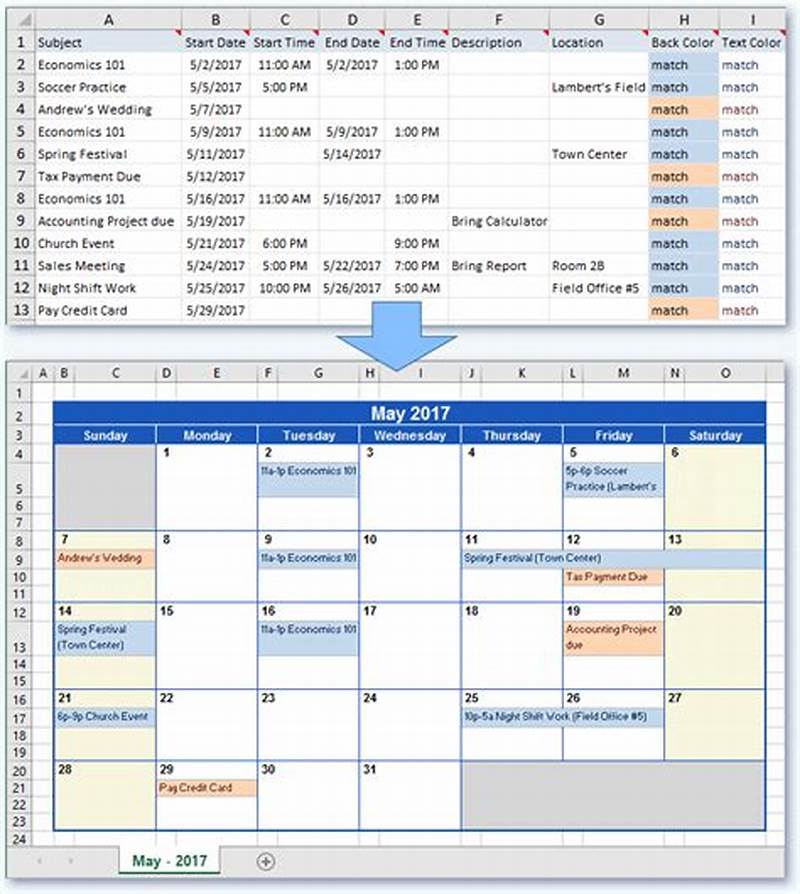 How To Create Calendar From Excel Data