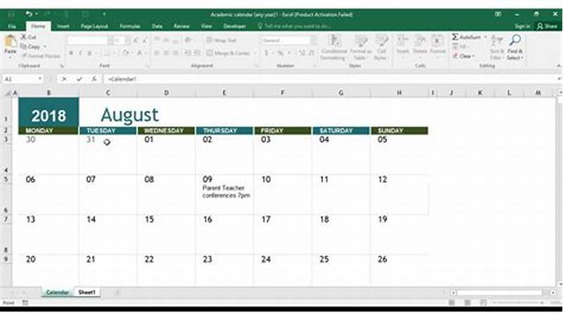 How To Create Calendar In Excel 2016