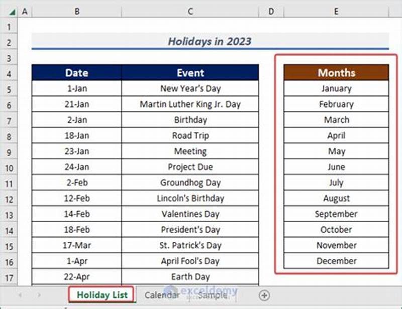 How To Create Event Calendar In Excel