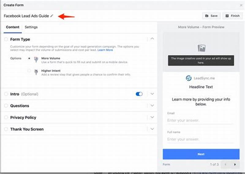 How To Create Lead Form In Facebook