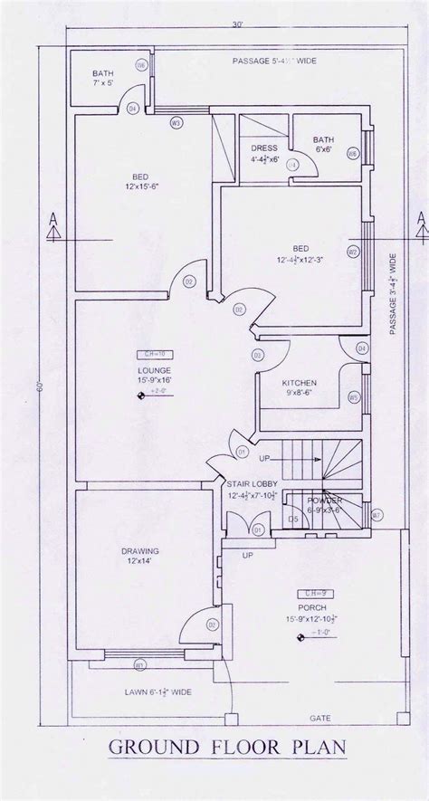 House design plan 7.5x11.25m with 4 bedroom House Plan Map