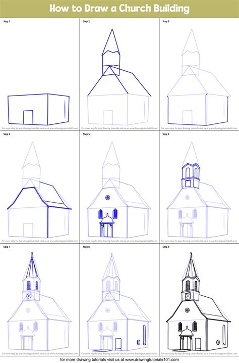 How To Draw A Church Step By Step