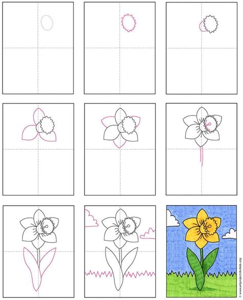 How To Draw A Daffodil Step By Step