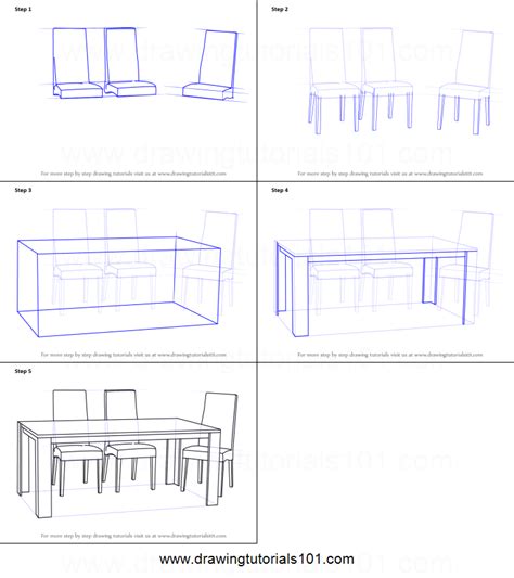 How To Draw A Dining Table Step By Step
