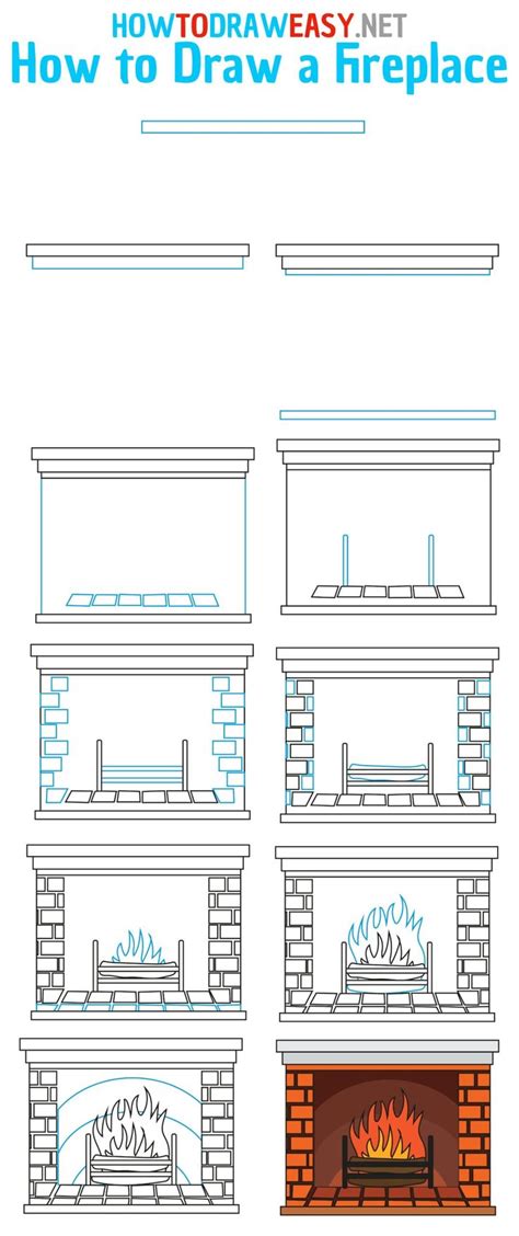 How To Draw A Fireplace Step By Step