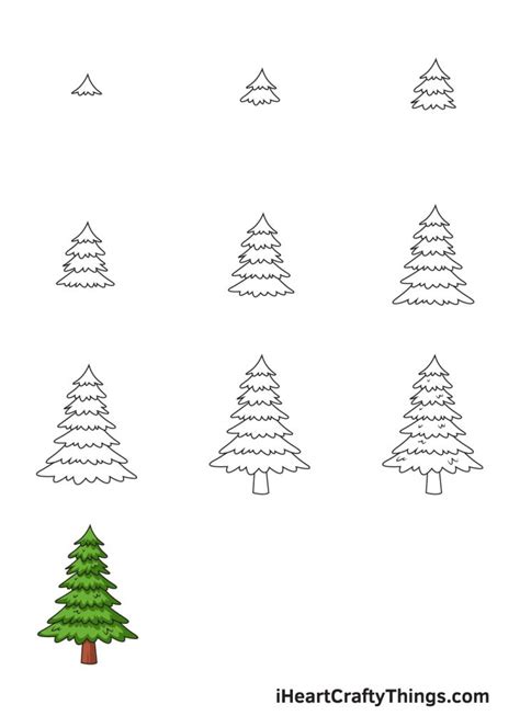 How To Draw A Pine Tree Step By Step