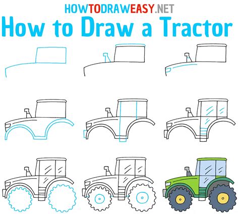 How To Draw A Tractor Step By Step