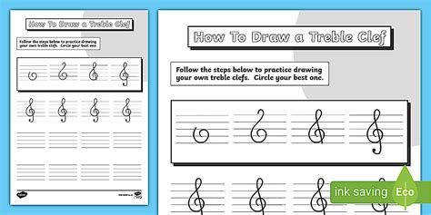 How To Draw A Treble Clef: Guide + Worksheet | HMT