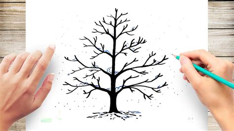 How To Draw A Tree In Winter