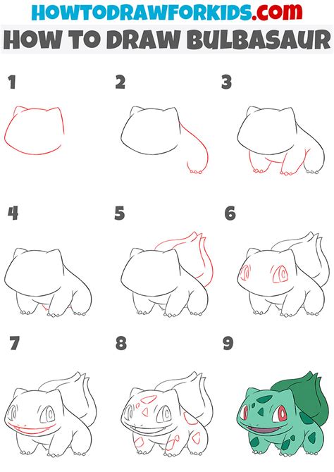 How To Draw Bulbasaur Step By Step