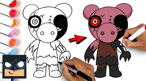 How To Draw Distorted Piggy | Roblox Draw and Color Tutorial 