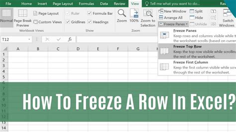 How To Fix a Row In Excel By Freezing
