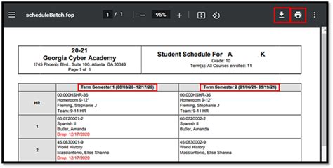 How To Get A Printable Version Of A Schedule From Infinite Campus