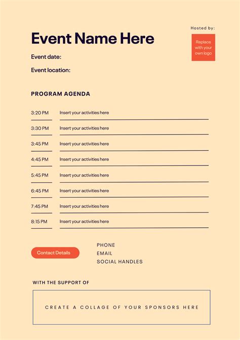 免费 Party Program Agenda 样本文件在