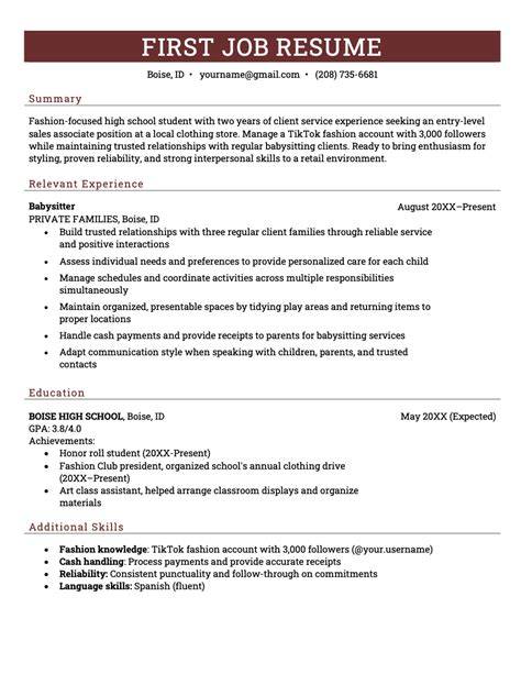 Tips for Crafting a Great First Job Resume