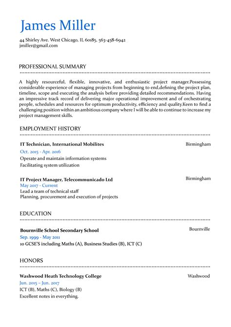 Sample of Simple Resume Sample Resumes