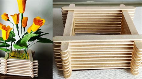 How To Make Flower Vase With Ice Cream Stick