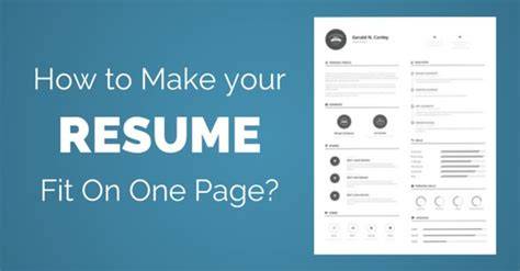 How To Make Resume Fit On One Page