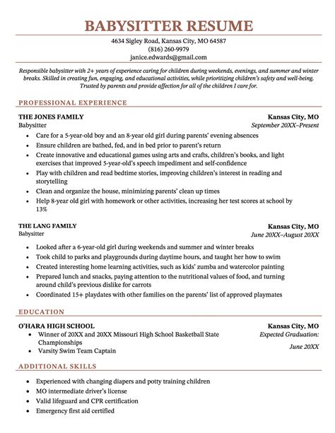 Effortlessly Highlight Your Childcare Expertise: Mastering the Art of Incorporating Babysitting Skills in Your Resume