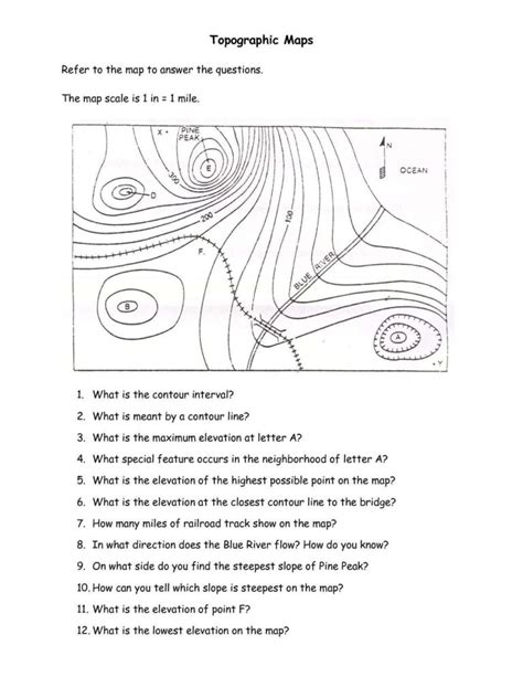 50 topographic Map Reading Worksheet Answers Chessmuseum Template Library
