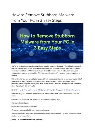 How To Remove Stubborn Malware