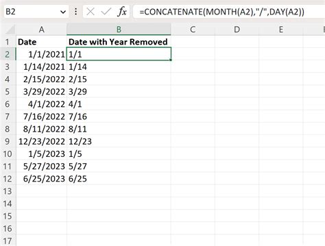 How To Remove Year From Date In Excel