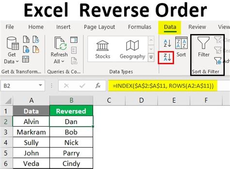 How To Reverse The Order Of A Column In Excel