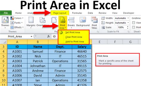 How To Set Printable Area In Excel