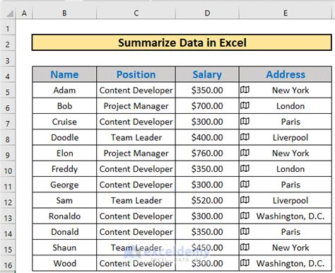 How To Summarize Data In Excel