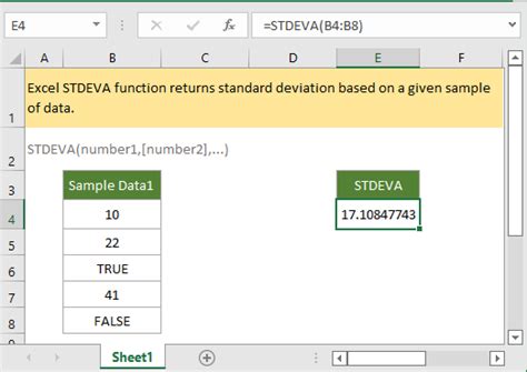 How To Use The STDEVA Excel Function