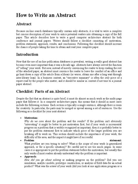 How To Write An Abstract