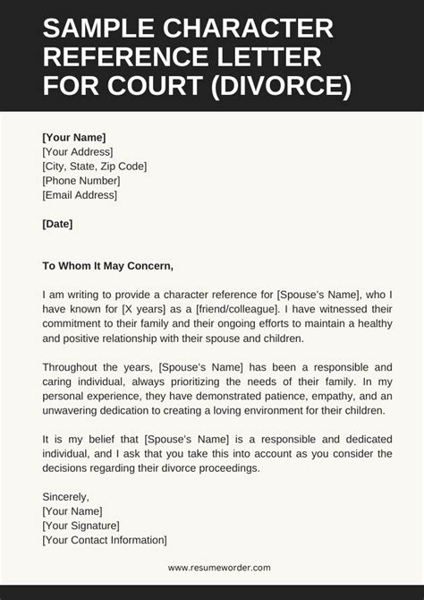 How To Write A Character Reference Letter For Court For A Friend