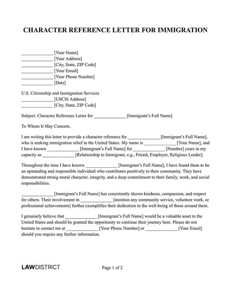 How To Write A Character Reference Letter For Immigration Purposes
