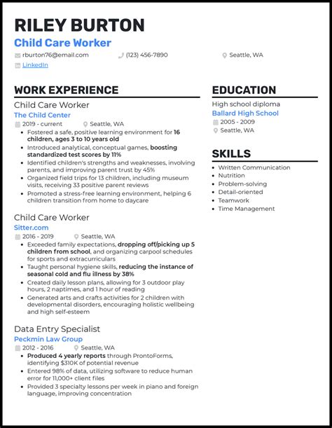 How To Write A Resume For A Childcare Job
