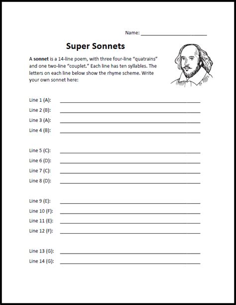 How To Write A Sonnet Worksheet